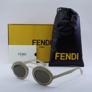 Fendi FE40094I 25E Oval Sunglasses - Ivory/Brown